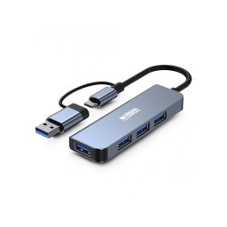 Hub URBAN FACTORY 4 puertos 5 Gbit/s MHC35UF aluminio USB-A y USB-C compacto