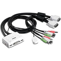 Conmutador KVM TRENDnet TK-214i USB DVI 2 PCs con audio y cable 1,45 m