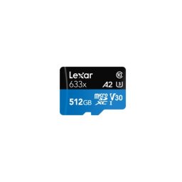 Tarjeta microSD Lexar 633x 512GB UHS-I Clase 10 V30 con adaptador SD