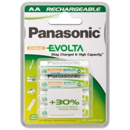 Pila recargable Panasonic AA NiMH 2050 mAh pack 4 unidades blanca