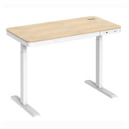 Escritorio motorizado Kimex 118x60 cm blanco con cajón y cargador inalámbrico