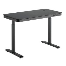 Escritorio motorizado Kimex 118x60 cm negro con cajón y cargador inalámbrico