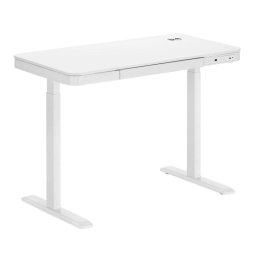 Escritorio Kimex motorizado 118 x 60 cm blanco con cajón y cargador inalámbrico