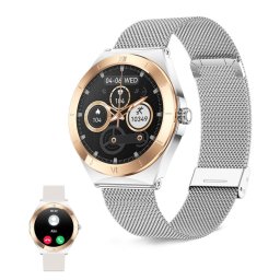 Ksix Lya Go Smartwatch, Pantalla Amoled 1.19", Autonomía 5 Días, Correa Metal Y Silicona Rosa, Modos Deporte Y Salud, Llamadas
