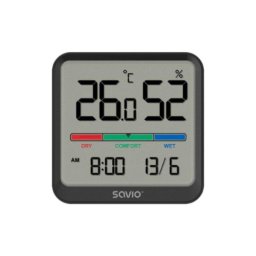 Sensor de temperatura y humedad Savio CT-01/B negro pantalla LCD magnético