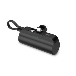 Power Bank Ksix 5.000 Mah Cable y Soporte Integrado Indicadores Led Negro