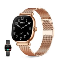 Ksix Iria Go Bluetooth 1.7" AMOLED Oro Rosa Correa Metálica y Silicona Negra SpO2 Pulsómetro