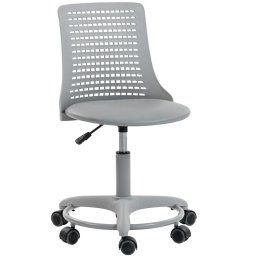 Homcom Silla De Escritorio Sin Brazos, Silla De Oficina Giratoria Gris