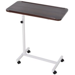 Homcom Mesa Auxiliar Con Ruedas Altura Ajustable 77x40x76-100 Cm Nogal Oscuro