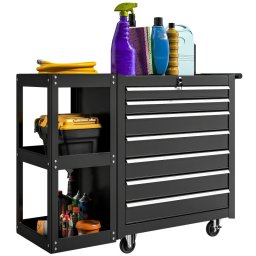 Homcom Carro De Herramientas Con 7 Cajones Estantería Desmontable Negro