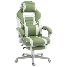 Homcom Silla Gaming Reclinable Con Reposapiés Retráctil Soporte Lumbar Verde