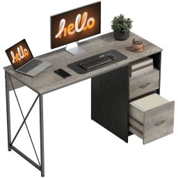 Homcom Mesa De Ordenador 120x50 Cm Con Compartimento Y 2 Cajones Gris Claro
