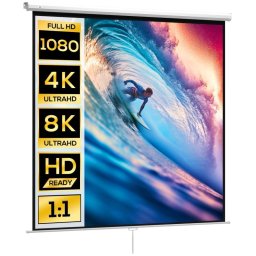 Homcom Pantalla De Proyector Manual 120 Pulgadas Formato 1:1 207x207 Cm Blanco
