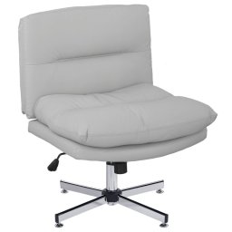 Homcom Silla De Oficina Sin Brazos Con Altura Ajustable Y Base Cruzada Gris