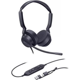 Auriculares Yealink UH42 DUAL TEAMS con cable USB-A/USB-C optimizados para Microsoft Teams, oficina, color negro
