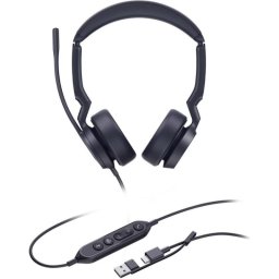 Auriculares Yealink UH44 Dual Teams con cable USB-A/USB-C optimizados para Microsoft Teams, oficina, color negro