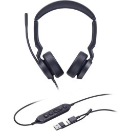 Auriculares Yealink UH44 DUAL UC con cable USB-A y USB-C para oficina, micrófono dual, color negro