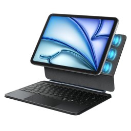 Funda Con Teclado Mágico Para Ipad Pro 11 / Ipad Air 11 Black Faux Leather Bluetooth Keyboard Protective Case