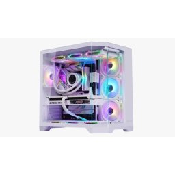 ProGaming Banshee Blanco Caja PC Cube Tower ATX Con 7 Ventiladores ARGB Reverse, Controlador ARGB + PWM Con Mando A Distancia, Filtros Antipolvo, Alto Airflow