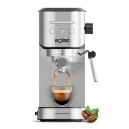Cafetera Espresso Solac Taste Slim Pro Inox 1L 20 Bares con vaporizador y calienta tazas