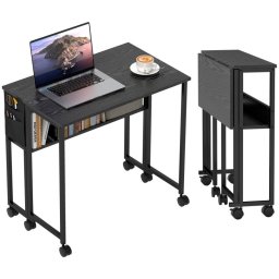 Homcom Escritorio Plegable Con Ruedas 80x50x75 Cm Negro