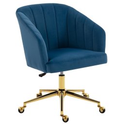 Homcom Silla De Oficina De Terciopelo Con Ruedas Altura Ajustable Azul