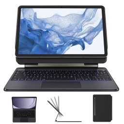 Teclado Samsung Magic Keyboard Con Trackpad Para Samsung Galaxy Tab S7，s8，s9，s9 Pe Black Faux Leather Bluetooth Keyboard Protective Case