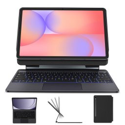 Teclado Samsung Magic Keyboard Con Trackpad Para Samsung Galaxy Tab S7+，s8+，s9+，s7 Pe，s9 Pe+, Black Faux Leather Bluetooth Keyboard Protective Case