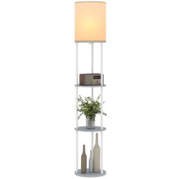 Homcom Lámpara De Pie Con Estantes 3 Temperaturas De Color Gris