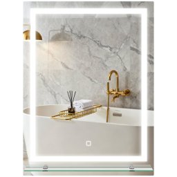 Kleankin Espejo De Baño Con Luces Led 60x80 Cm Con 3 Colores De Luz Plata
