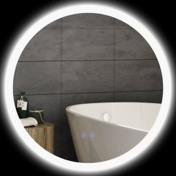 Kleankin Espejo Baño Con Luz Redondo Ø60 Cm Con 3 Colores De Luz Plata