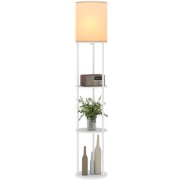 Homcom Lámpara De Pie Con Estantes 3 Temperaturas De Color Blanco
