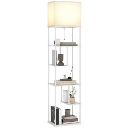 Homcom Lámpara De Pie Con Estantes Temperaturas De Color Ajustable Blanco