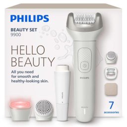 Depiladora Eléctrica Philips Beauty Set 9900 BRE738/00 Inalámbrica 2 Ajustes 7 Cabezales Seco y Húmedo Compacta