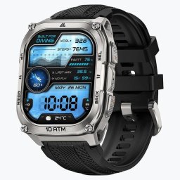 Kospet Tank M4 Bluetooth GPS 50mm AMOLED Plata Correa Negra One size Resistencia Agua IP69K SpO2 Pulsómetro
