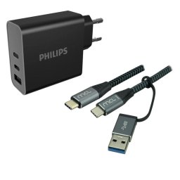 Cargador Philips 65W USB-C con 2 Puertos y Carga Rápida GaN