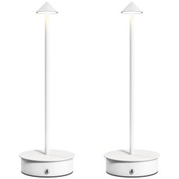 Homcom Pack 2 Lámparas De Mesa Recargables Táctiles Blancas
