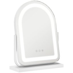 Homcom Espejo De Maquillaje Con Luz Led, Giro 360° Y Control Táctil Blanco