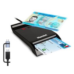 Lector de tarjetas inteligentes Hamlet HUSCR-NFCX USB Type-A/Type-C Negro