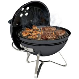 Outsunny Barbacoa De Carbón Portátil Redonda Con Rejilla Tapa Con Soporte Negro