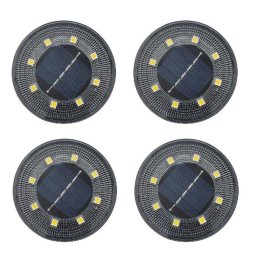 Lámpara Solar de Suelo Autrucker 8 LED Luz Cálida IP68 Paquete 4