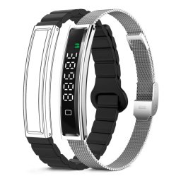 Ksix Serena Ultraligera Con Pantalla Smartband, 100 Modos Deporte, Sueño Y 7 Días De Batería, 2 Correas, Caja Plateada
