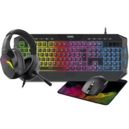 Kit Gaming 4 en 1 Trade Invaders RGB QWERTZ Teclado, Ratón, Auriculares y Alfombrilla