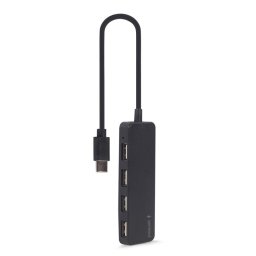 Hub Gembird 4 puertos USB 2.0 0,3 m cable Tipo-C integrado UHB-CM-U2P4-01
