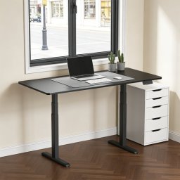 Kimex Escritorio Motorizado Sentado De Pie, 150 X 75 Cm, Tablero Negro Con Bordes Redondeados/base Negra