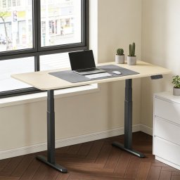 Kimex Escritorio Motorizado Sentado De Pie, 150 X 75 Cm, Tablero Madera Natural/base Negra
