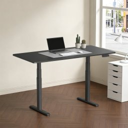 Kimex Escritorio Motorizado Sentado De Pie, 150 X 75 Cm, Tablero Carbono Bordes Redondeados/base Negra
