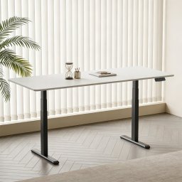 Kimex Escritorio Motorizado Sentado De Pie, 180 X 75 Cm, Tablero Blanco Con Bordes Redondeados/base Negra