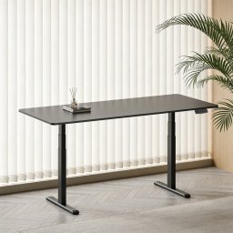 Kimex Escritorio Motorizado Sentado De Pie, 180 X 75 Cm, Tablero Carbono Bordes Redondeados/base Negra
