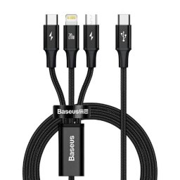 Cable Baseus Rapid 3-in-1 USB A a USB-C/Micro USB/Lightning 1,5 m Negro